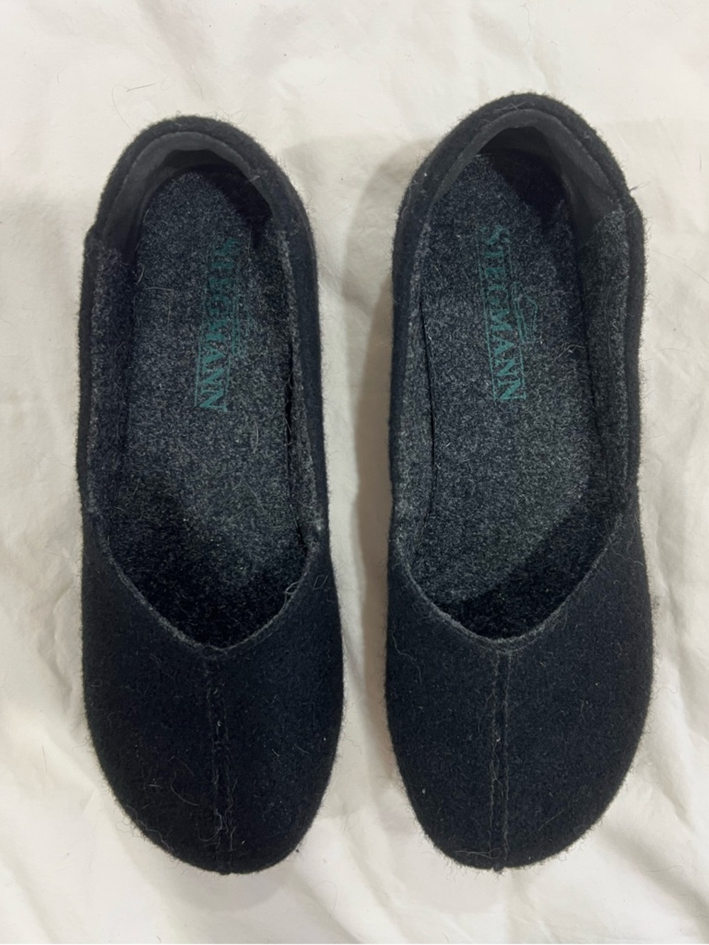 STEGMANN Liesl Black Wool Skimmer Flat 6.5 - Picture 2 of 6